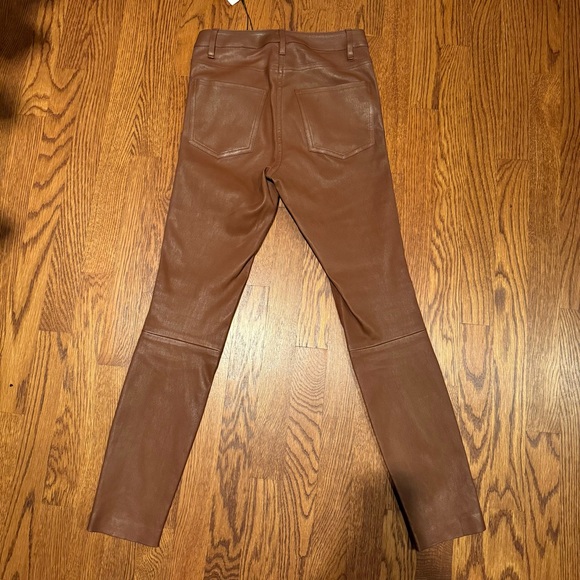 NEW NWT Theory High Waisted Jean In Bristol Leather In Dark Cognac - Picture 6 of 7